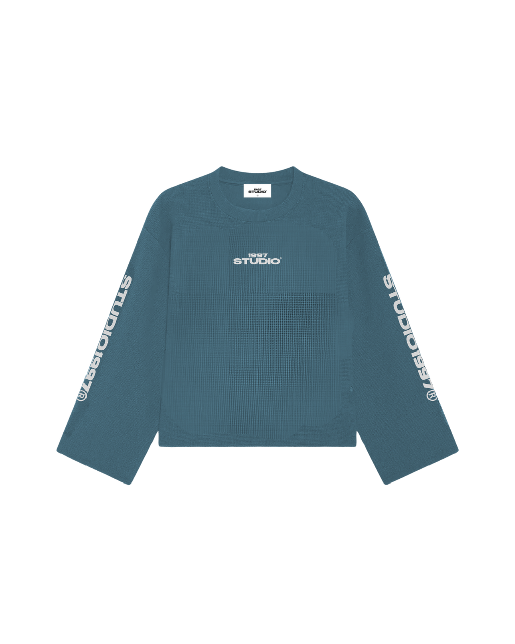 Waffle Silver Blue Crewneck