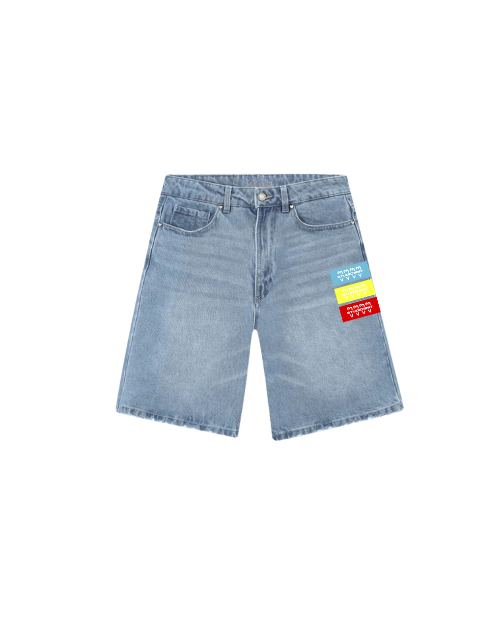 Patches Blue Denim Jorts